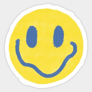 Yellow and Blue Vintage Smiley Face Sticker